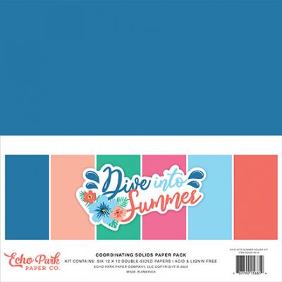 Echo Park Dive Into Summer Cardstock - Solids Kit